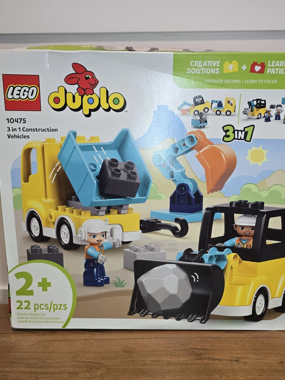 LEGO DUPLO 3-in-1 Construction Vehicles - Yellow & Blue 2+ Activity Toy Learning - Picture 6 of 8